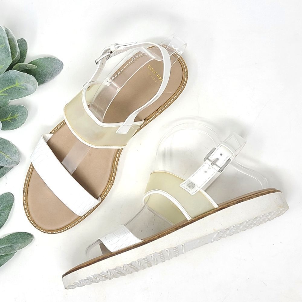COLE HAAN Grandos Strappy White Sandals 10B